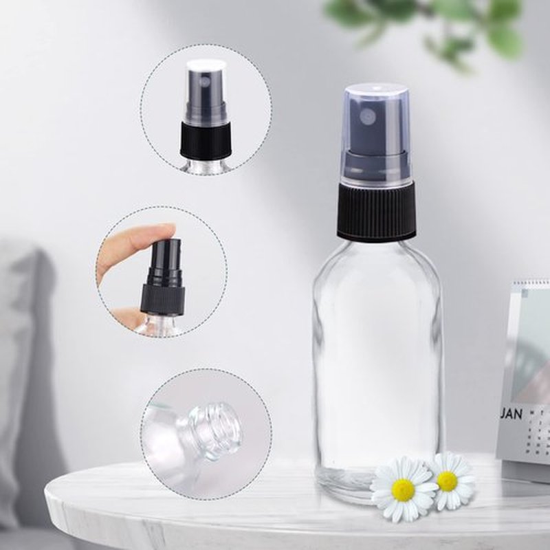 Wedama Mini Spray Bottles 2 oz, Amber Glass Spray Bottles, Empty Small Spray Bottles with Funnel Dropper, Fine Mist for Hair, Travel, Plants, Cleaning Solutions and Skin Care (4 Pack)