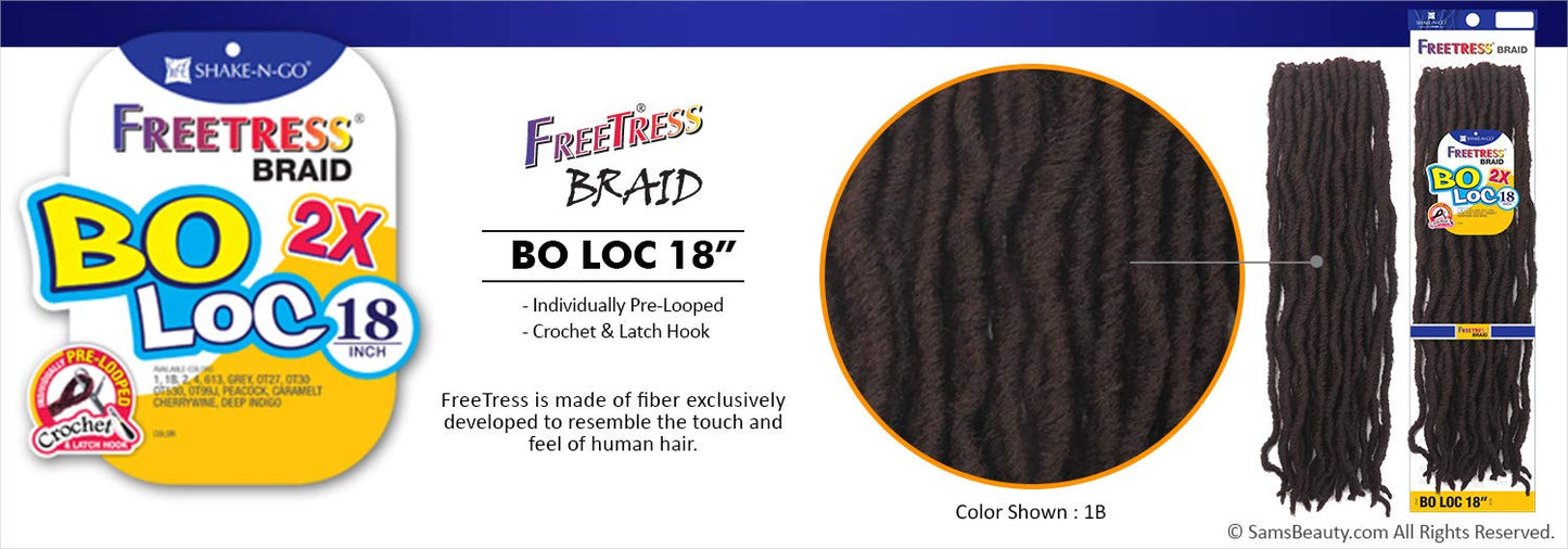 MULTI PACK DEALS! FreeTress Synthetic Hair Crochet Braids 2X Bo Loc 18" (6-PACK, 613)