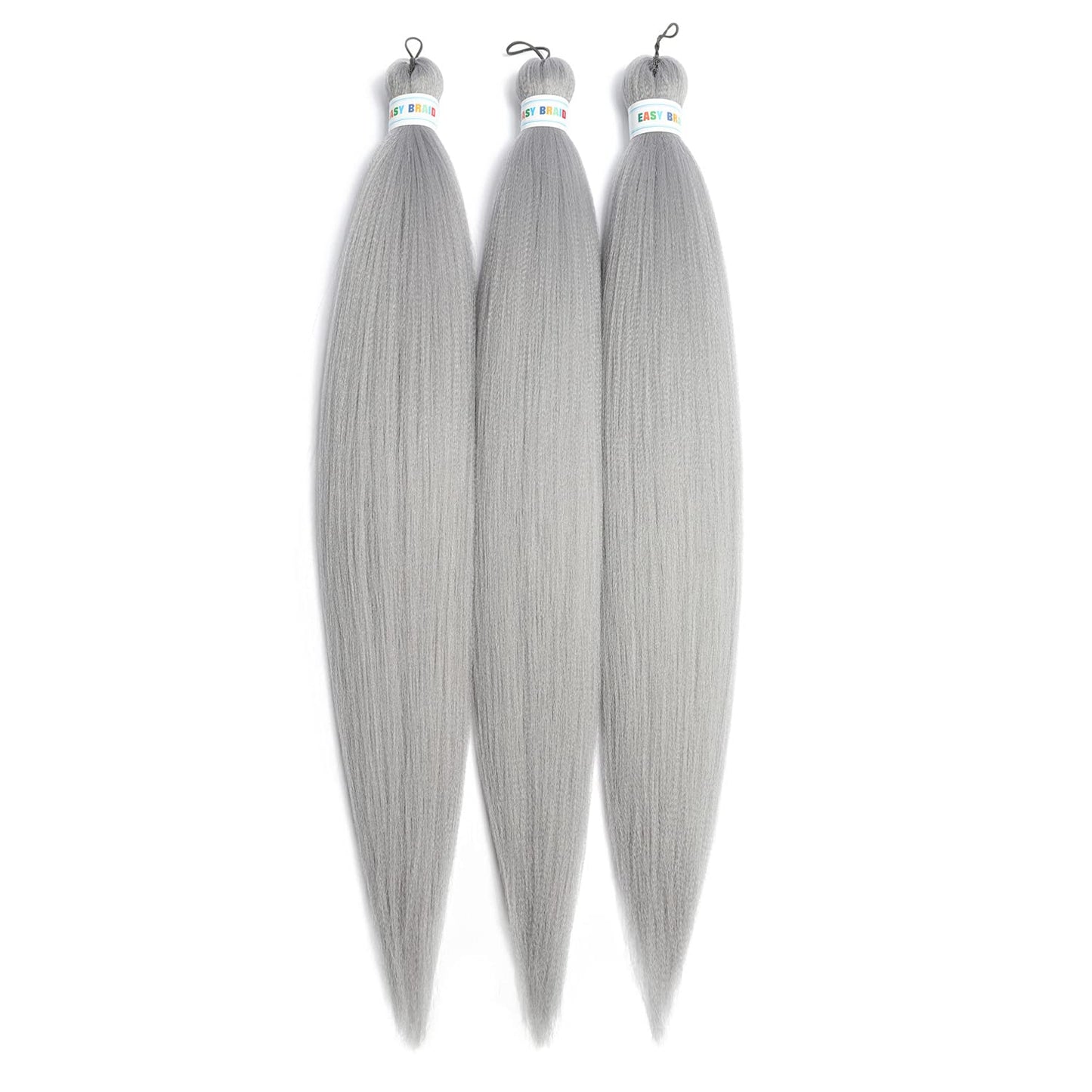 Newluyang Pre Stretched Braiding Hair, Synthetic Crochet Hair Braids,26 inch 3 Packs Hot Water Setting Professional Yaki Texture Crochet Hair Extension Braids. (26inch,Grey)