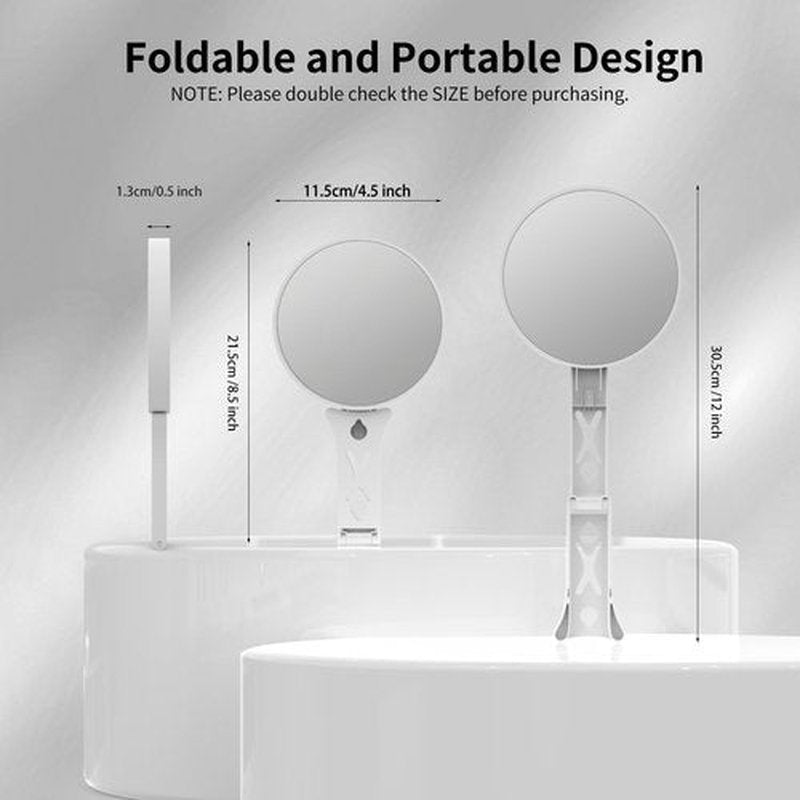 5X+20X Double Sided Magnifying Mirror,4.5" Vanity Hand Mirror with Magnification,Portable Magnified Mirror with Foldable Handle,Travel Makeup Mirror 20x with Detachable Stand,Desk 20x Mirror Stand