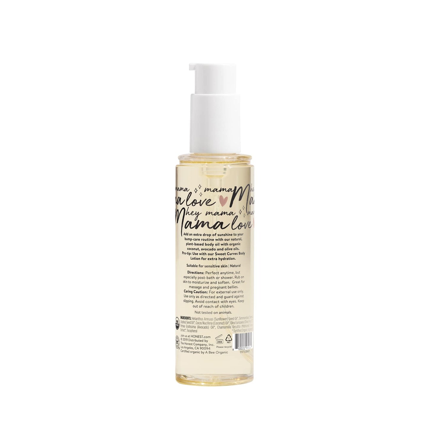 The Honest Company Mama Hydrating and Soothing Glow On Body Belly Oil,Plant Based Hypoallergenic,Fragrance-Free,4.2 fl oz,(Pack of 2)