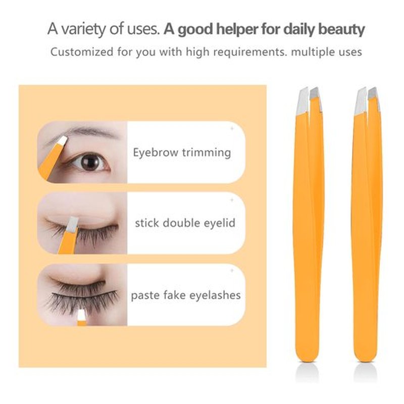 Tweezers Set, High Precision Stainless Steel Eyebrow Tweezers for Facial Hair, Inward Growing Hair and Splinter Remover Kit, Travel Essentials, Suitable for Women and Men, 4-Piece Set(Orange)