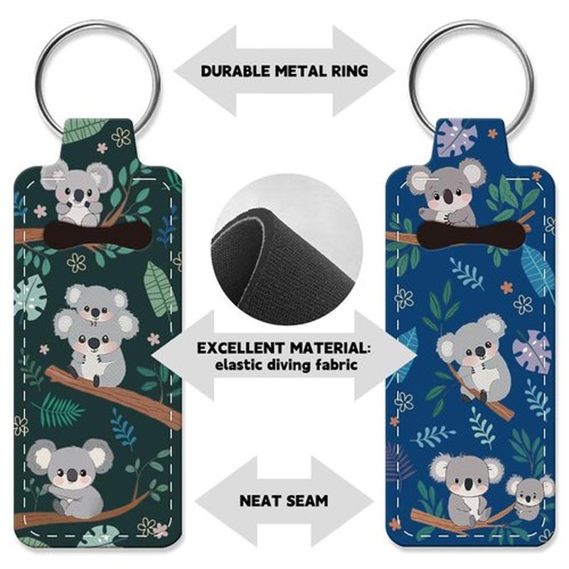 OLYCRAFT 2pcs Lipstick Holder Keychain Koala Lip Balm Holders Elastic Diving Fabric Lipstick Keychains Portable Lipstick Holder Bags Lipstick Sleeve Key Ring Holder for Lipstick Chapstick