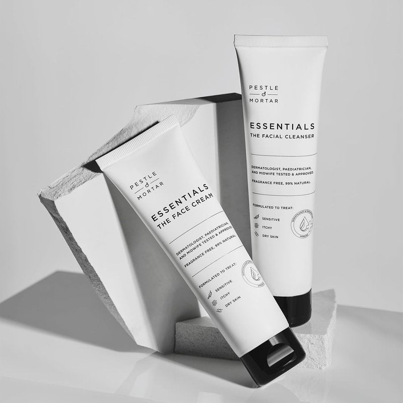 Pestle & Mortar Essentials THE FACIAL CLEANSER - Cleanses and calms skin without stripping natural oils for itchy sensitive skin, Fragrance-Free 3.38 Fl Oz.