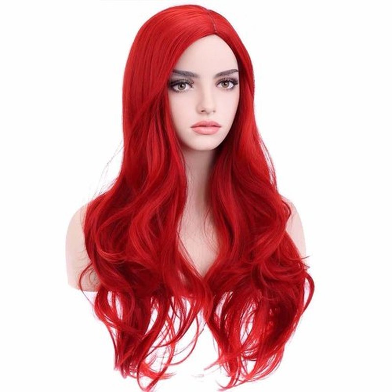 BERON 27 Inches Red Wig Long Wavy Wig Red Wigs for Women Long Curly Wig Red Wigs for Cosplay Party Wig Cap Included