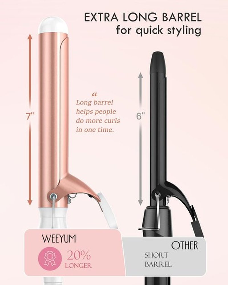 WEEYUM 1 1/4 Inch Curling Iron, Large Barrel Curling Wand for Hair, Ceramic Tourmaline Hair Curling Iron Double Voltage(100-240V)