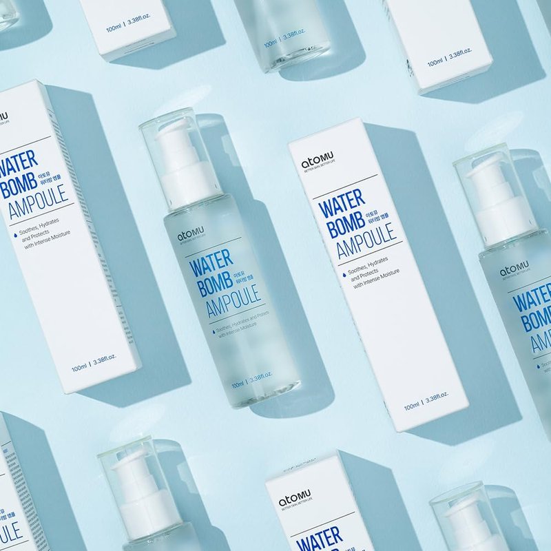 Atomu Waterbomb Ampoule, Moisturizing Soothing Face Serum for Wrinkle Improvement, Hydration Boost, Korean Skin Care (3.38fl.oz.)