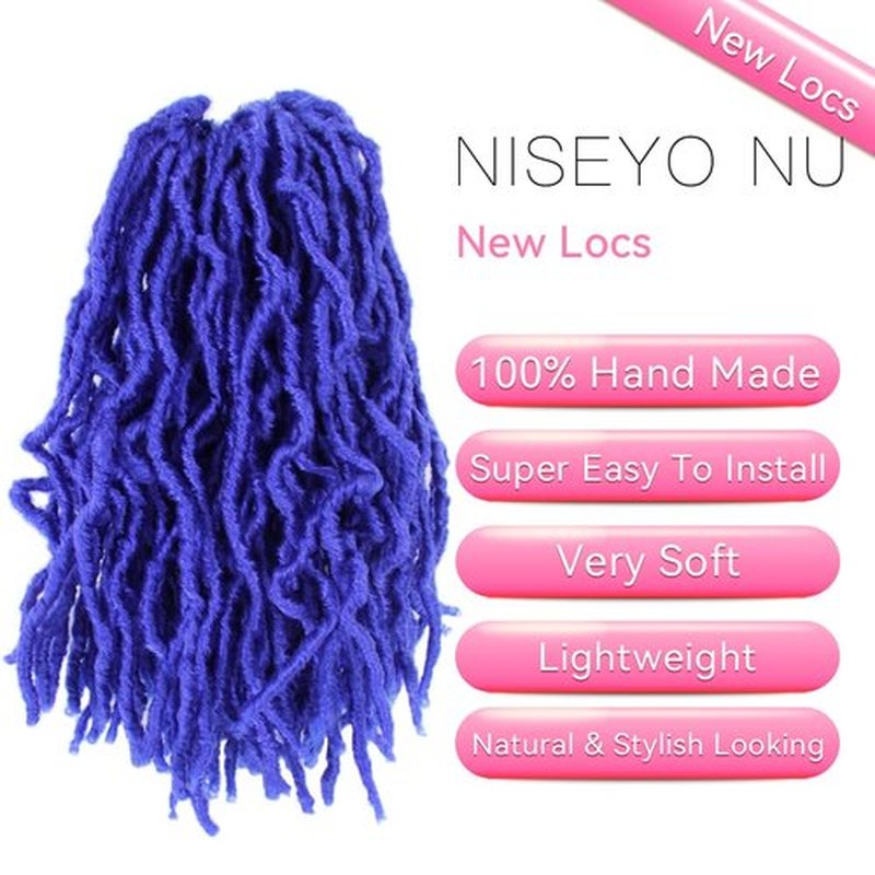 8 Inch Soft Locs Crochet Hair 6 Packs Short New Faux Locs Pre-looped Goddess Locs Braiding Hair, Blue