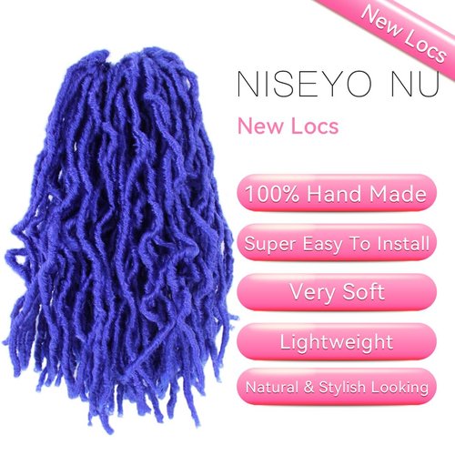 8 Inch Soft Locs Crochet Hair 6 Packs Short New Faux Locs Pre-looped Goddess Locs Braiding Hair, Blue