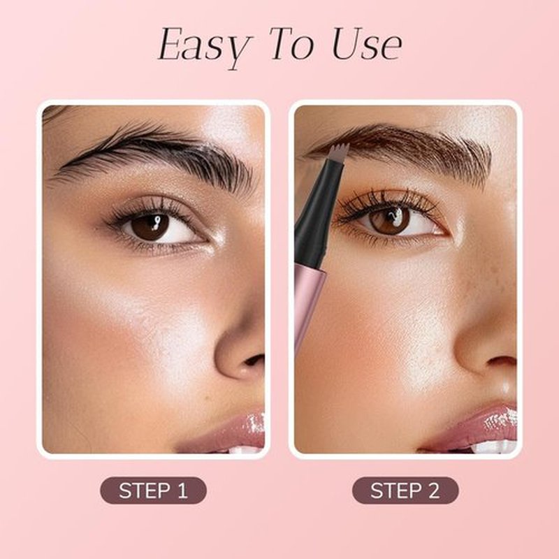2PCS Waterproof Eyebrow Pen, 2024 New 4-Tip Eyebrow Pencil Natural Makeup Fine Stroke Magic Eyebrow Pencil, 3D Microblading Eyebrow Pen Eye Brown Makeup Long-Lasting Eyebrow Pencil (Gray)