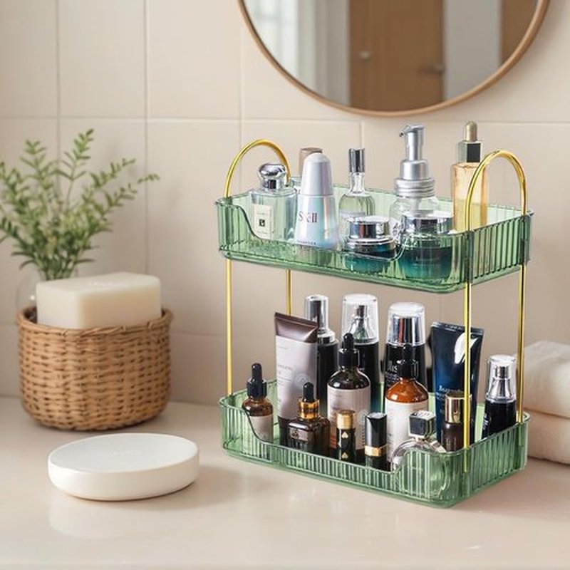 Tidyladyo 2-Tier Vanity Organizer for Bathroom Countertop, Makeup and Skincare Shelf Stand, Space-Saving Cosmetic Storage for Dresser, Counter, and Vanity Top