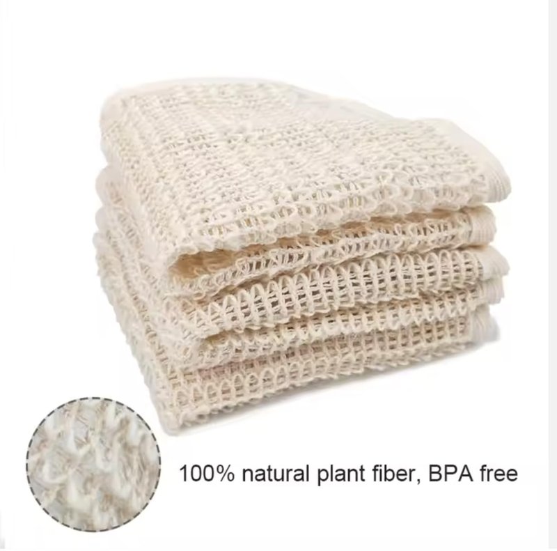 Natural Bath Body Washing Cloth, 100% Biodegradable Sisal Exfoliating Loofah Towel,
