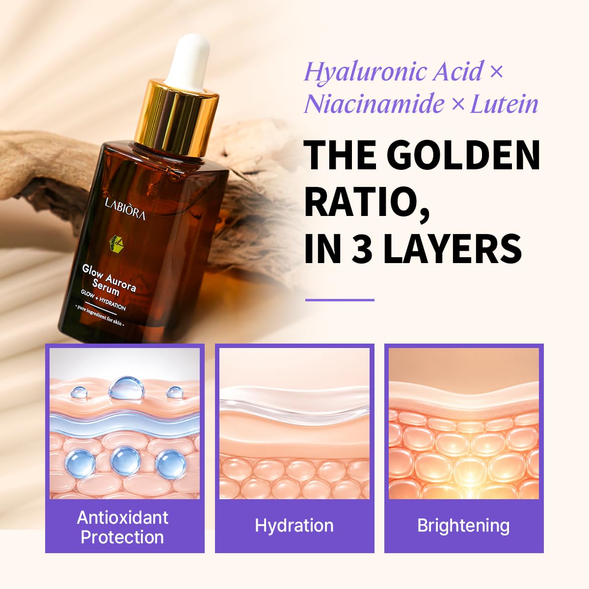 LABIORA Glow Aurora Hydrating Serum for Dry Skin, 1.01 fl oz