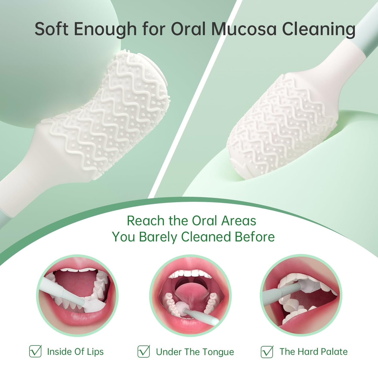 Tongueclear Oral Mucosal Cleaner|Silicon Oral Care Cleaner|Gum Massager with Air Bag(1 pc)