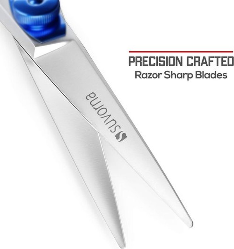 Suvorna 3-Hole 6" Hair Cutting Scissors Professional - Hair Scissors Professional, Right-Hand Barber Scissors Professional, J2 420 Japanese Stainless Steel Hair Cutting Shears & Hairdressing Scissors