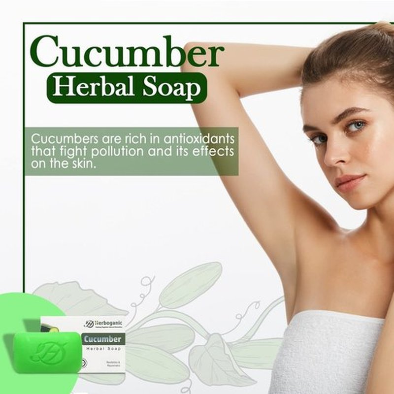 HERBOGANIC Cucumber Herbal Soap | Pack of 3 of 5oz soap Bar | Natural Bar Soap for Face and Body | Hydrating and Nourishing | Suitable for Men and Women