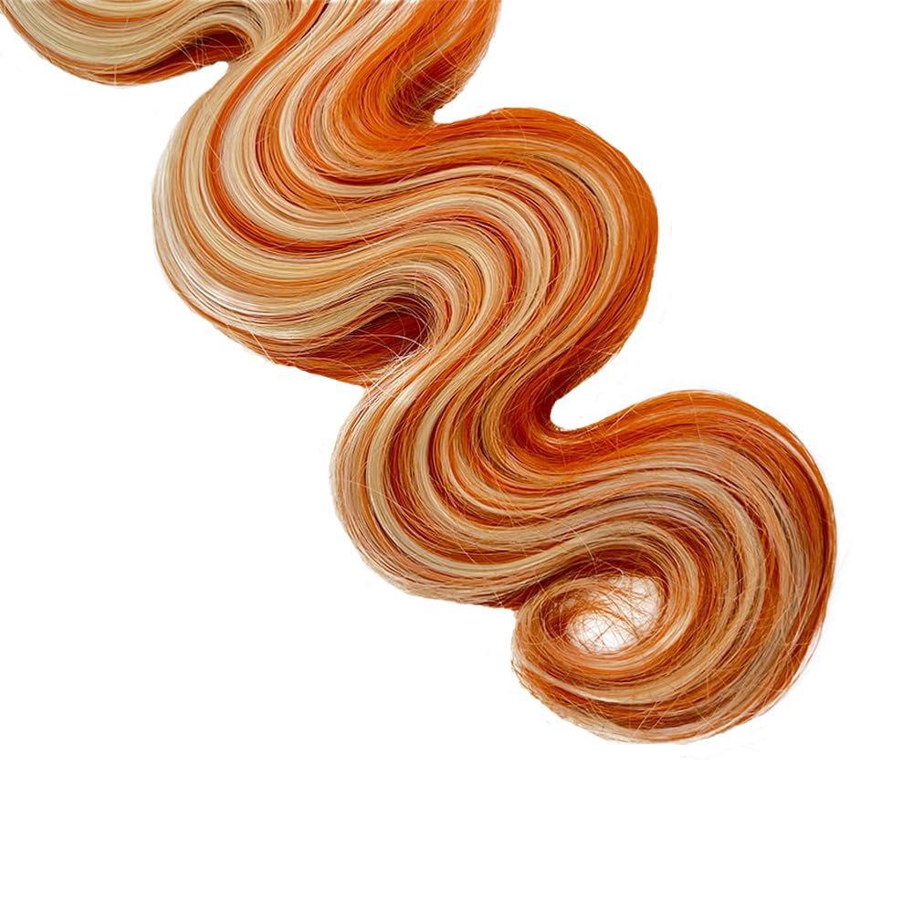 Blonde Human Hair Bundles Ginger Orange Body Wave Bundles 14 16 18 Inch Brazilian Unprocessed Hair Mixed Length 3 Bundles P350/613 Bundles Human Hair Color 350 Body Wave Bundles Hair Extensions