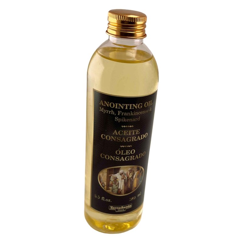 Essential Aromatic Essential Anointing Oil Perfume– Frankincense Myrrh and Spikenard - 8.5fl.oz 280ml – from Jerusalem Holy Land – Plastic Bottle for Personal Prayer Rituals & Spiritual Communion