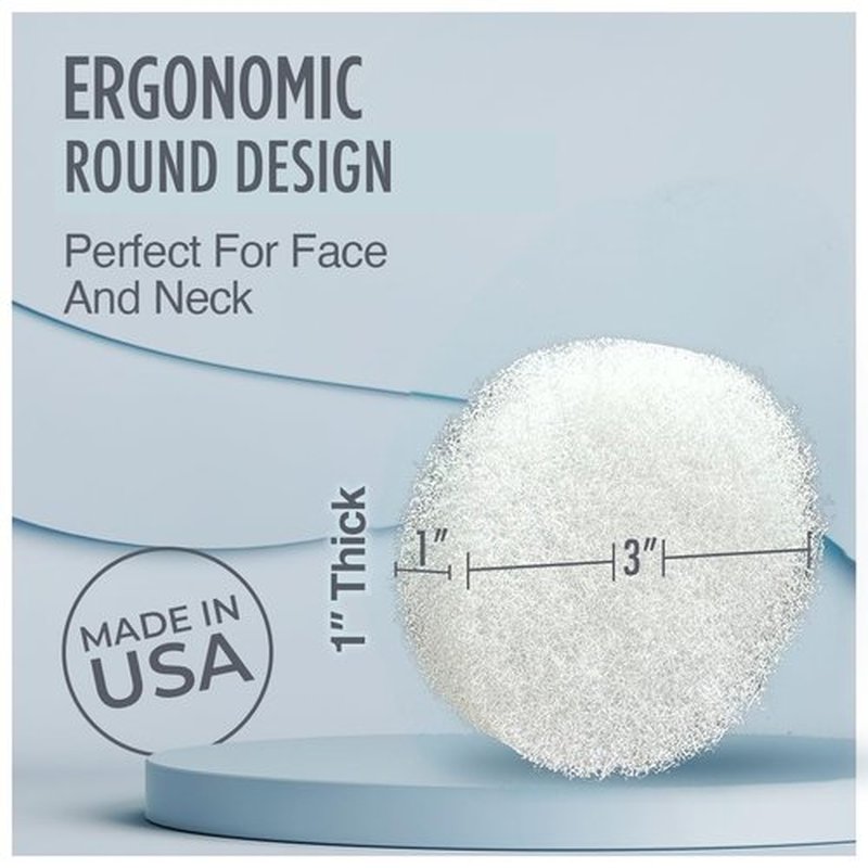 HartFelt Round Face Scrubber for Women | Reusable Facial Sponges for Daily Cleansing | Facial Exfoliating Pads for Removing Dead Skin, Dirt & Makeup | Use with Favorite Cream | Made in USA - 3 Count