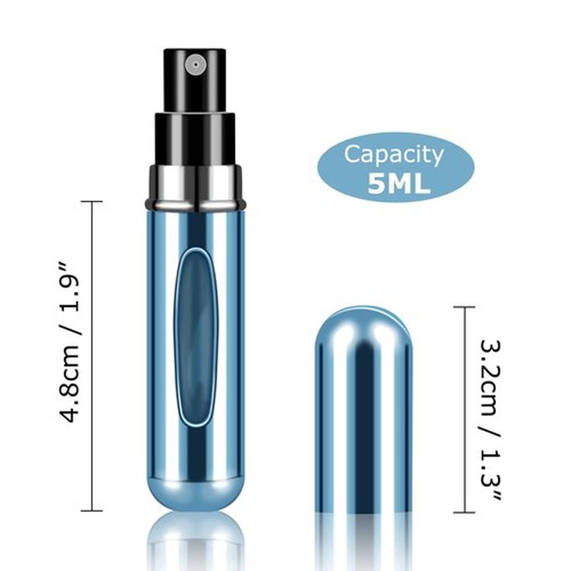 Fivexing 4Pcs Refillable Perfume Atomizer Bottles,Portable Mini Separate Perfume Bottle,Travel and Outings Spray Boxes Dispensers 5ml/0.2oz (Blue)