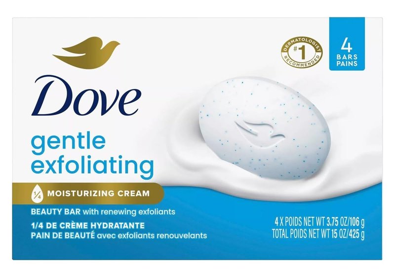 Dove Beauty Bar for Softer Skin Gentle Exfoliating More Moisturizing Than Bar Soap 4 oz 4 Bars