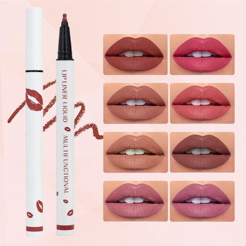 JUDUNA Longwear Liquid Lip Liner, 2024 New 2-in-1 Liquid Lipstick Pen Lip Liner Pencil, Waterproof Quick-Drying Long-Lasting Matte Liquid Lipstick (Color#06, 0.6 ML)