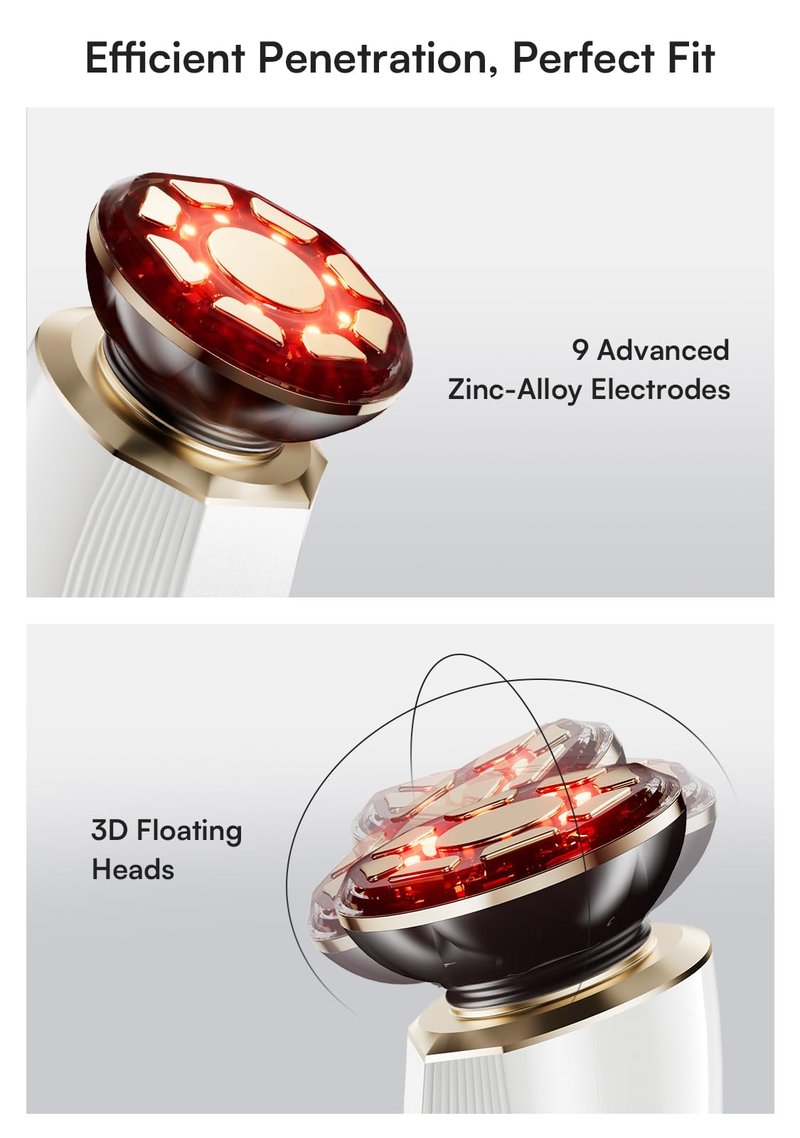 INIA 3-in-1 Skin Tightening Device True Beauty Glow Facial Massager Red Light Therapy for Face and Neck
