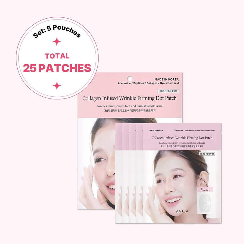 AVCA Collagen Dot Patches for Forehead Wrinkles – Korean Overnight Firming Patch for Smile Lines & Crow's Feet – Adenosine, Peptide & Hyaluronic Acid, 25 patches