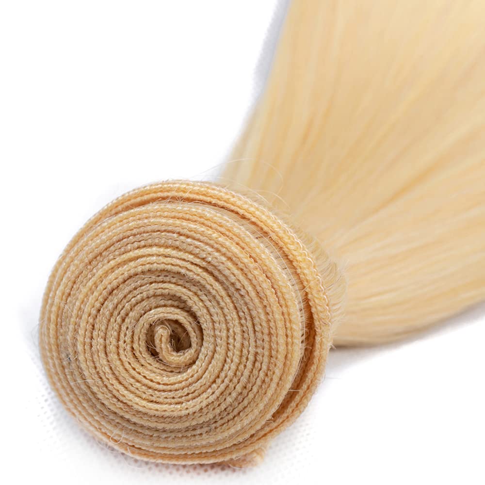 Blonde Bundles Human Hair 613 Straight Human Hair Bundles 22 Inch Brazilian Unprocessed Virgin Human Hair 1 Bundle Blonde Straight Bundles Hair Extensions 613 Bundles