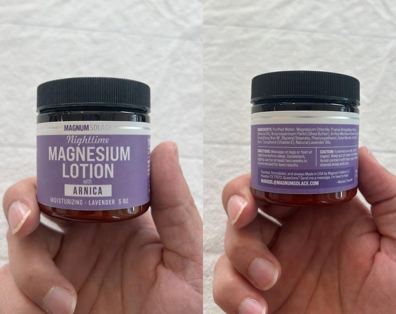 Magnum Solace Nighttime Magnesium Lotion with Arnica – Highly Concentrated Magnesium for Muscles & Joints – Apply to Legs or Feet Before Bed – Skin-Friendly