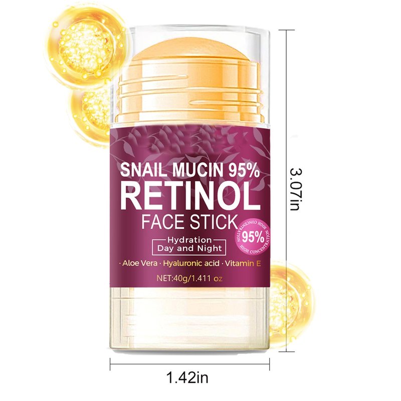 Retinol Face Stick, Hyaluronic Acid Face Moisturizer with 95% Snail Mucin Lifting & Firming Anti Wrinkle Facial Moisturizer Balm Stick Deep Hydration Anti Aging Repair Cream for All Skin Types 1.41oz