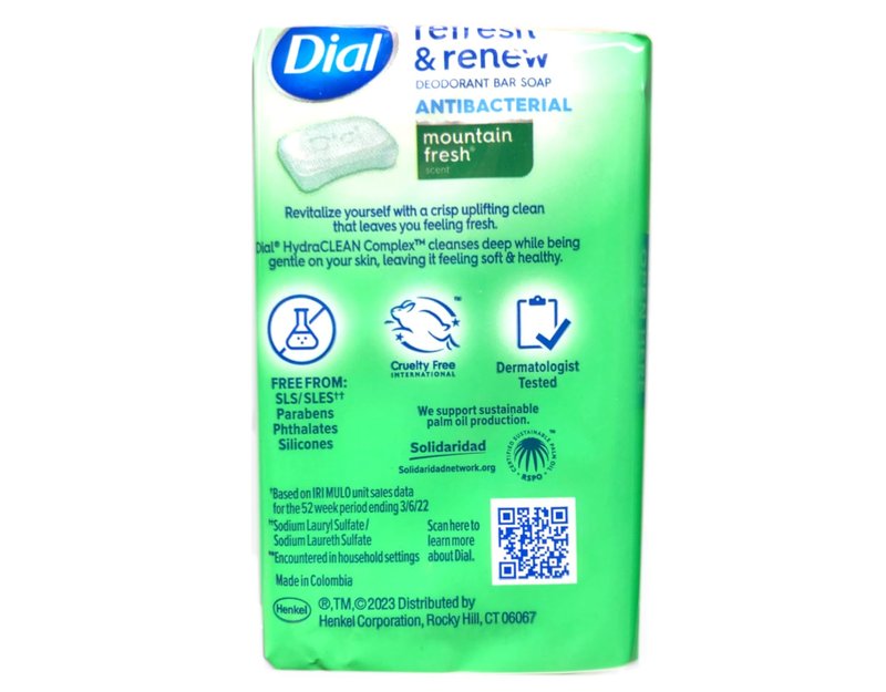 Dial Mountain Fresh Antibacterial Deodorant Bar Soap 3, 4 oz Soap Bars (Packs of 4)