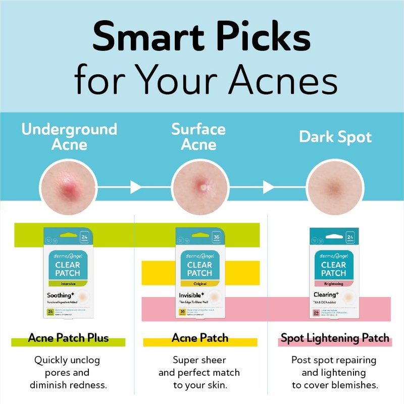 DERMA ANGEL Ultra Invisible Acne Patches for Cystic Acne Treatment Pimple Patches for Cystic Acne Blemish Patches Hydrocolloid Patches - Day & Night Use - UPGRADED (Acne Specialist 120 Count 3 Sizes)