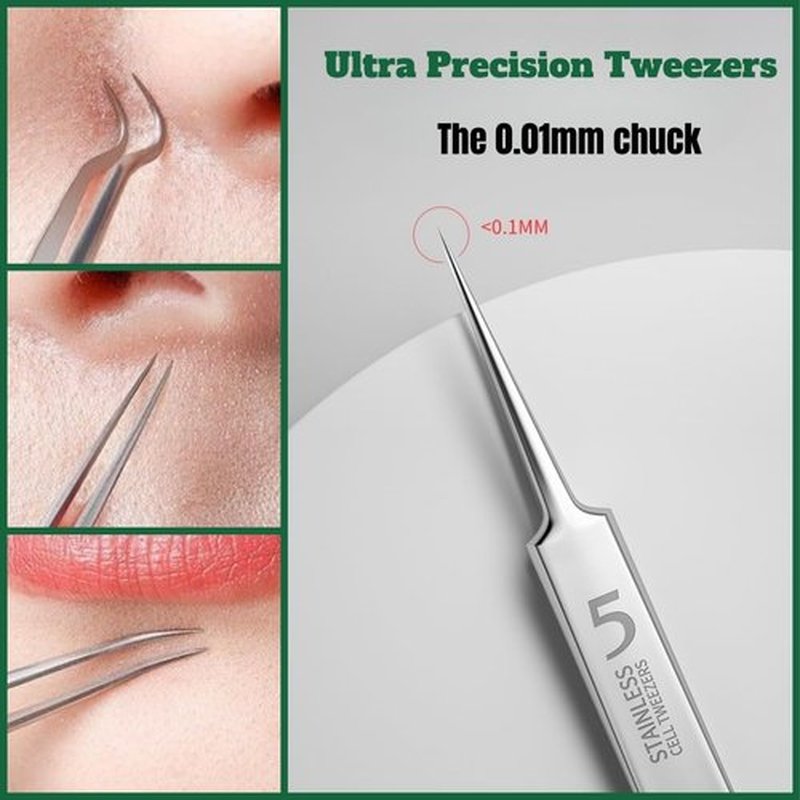 xwxwseui Usiveinborn Blackhead Remover Upgraded, Usiveinborn Blackhead Tweezers, Professional Upgraded Facial Blackhead Remover Tweezers, Blackhead Remover Tools Sets (A1-Silver-8pcs)
