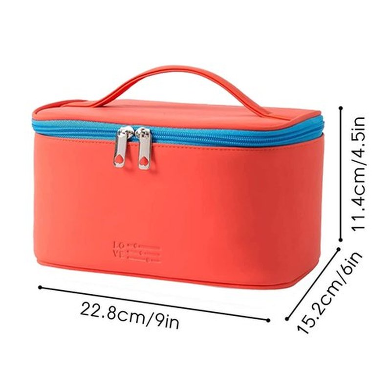 Meiyuuo Medium Makeup Bag Portable Cosmetic Bags for Women Small Zipper Pouch Make Up Organizer Waterproof (Red)