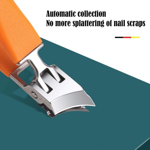 Wide Jaw Opening Anti-Splash Slanted Nail Clipper, Slanted Toenail Clippers for Thick Nails, Big Toe Ingrown Nail Treatment, Angled Nail Clippers for Seniors, Men, Women (Black)