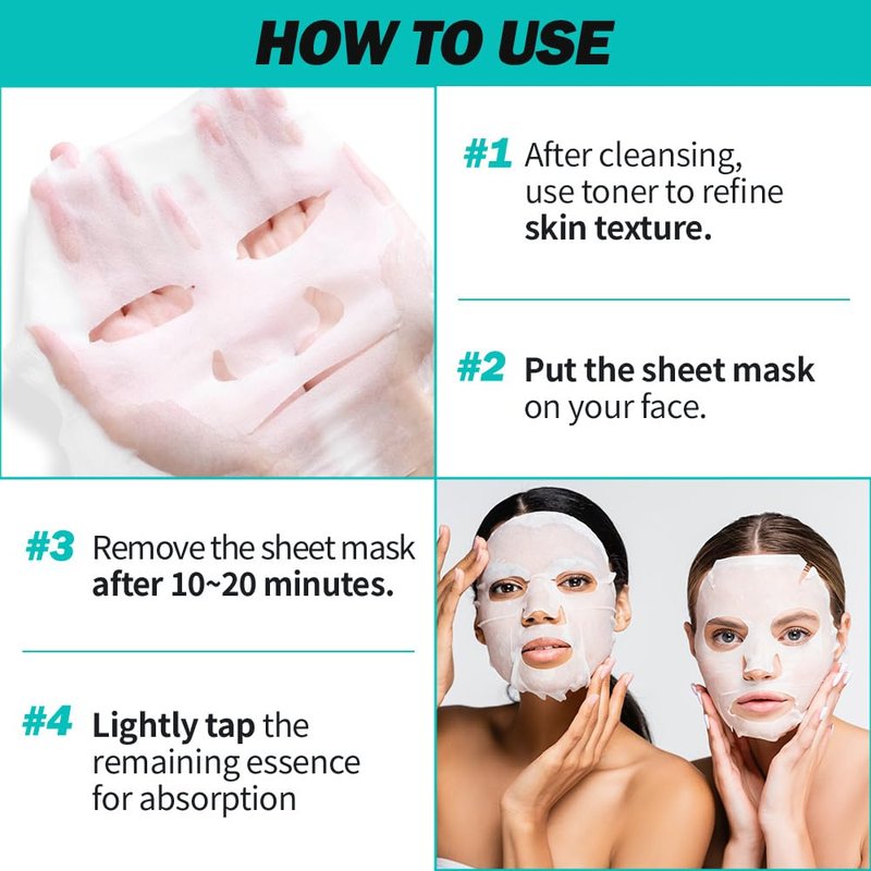 EUNYUL Clean & Fresh Sheet Mask Set, Pack of 10, 0.74 fl oz Each, Korean Facial Sheet Masks Variety Pack for Daily Skincare