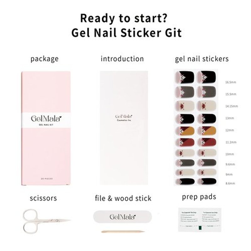GelMala Gel Nail Strips Cute French Design with Kitty French Tip Gel Nail Stickers, Long Lasting, Easy to Apply & Remove -Gel Nail Strips for Nails Manicure Nail Wraps,Easy for begginners (Kittens)