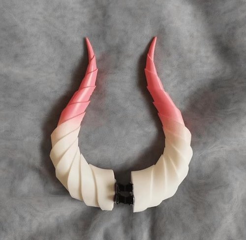 Dark Gothic Devil Horns Ghost Sheep Horn Hair clips Headwear Costume Halloween Cosplay Anime Hair Accessories Women Men (white pink, L)