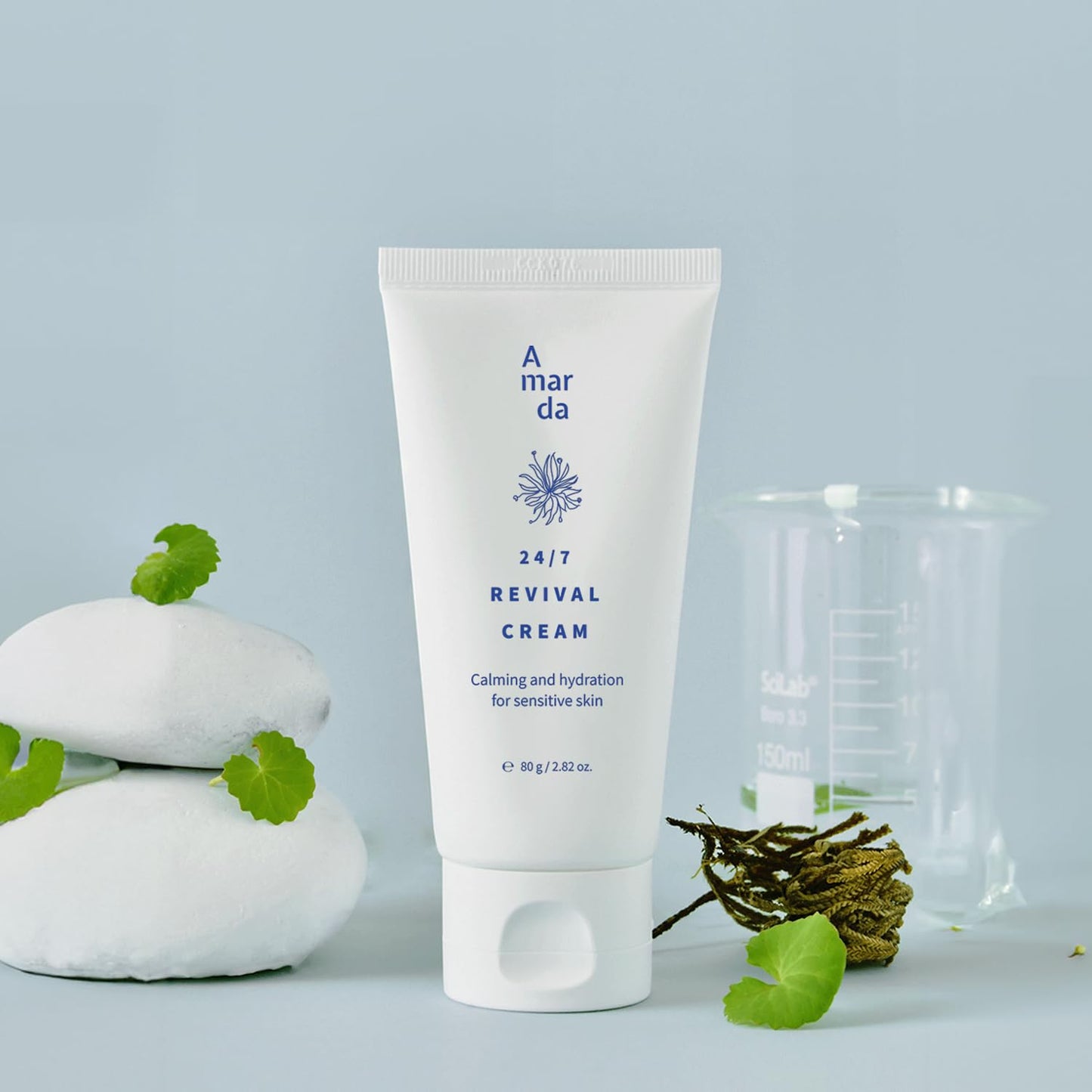A MAR DA 24/7 Revival Cream 80g / 2.82oz – Calming Hydration Moisturizer for Sensitive Skin, 5% Panthenol Barrier Support, Centella Asiatica, True Rose of Jericho, Tone Refining Care