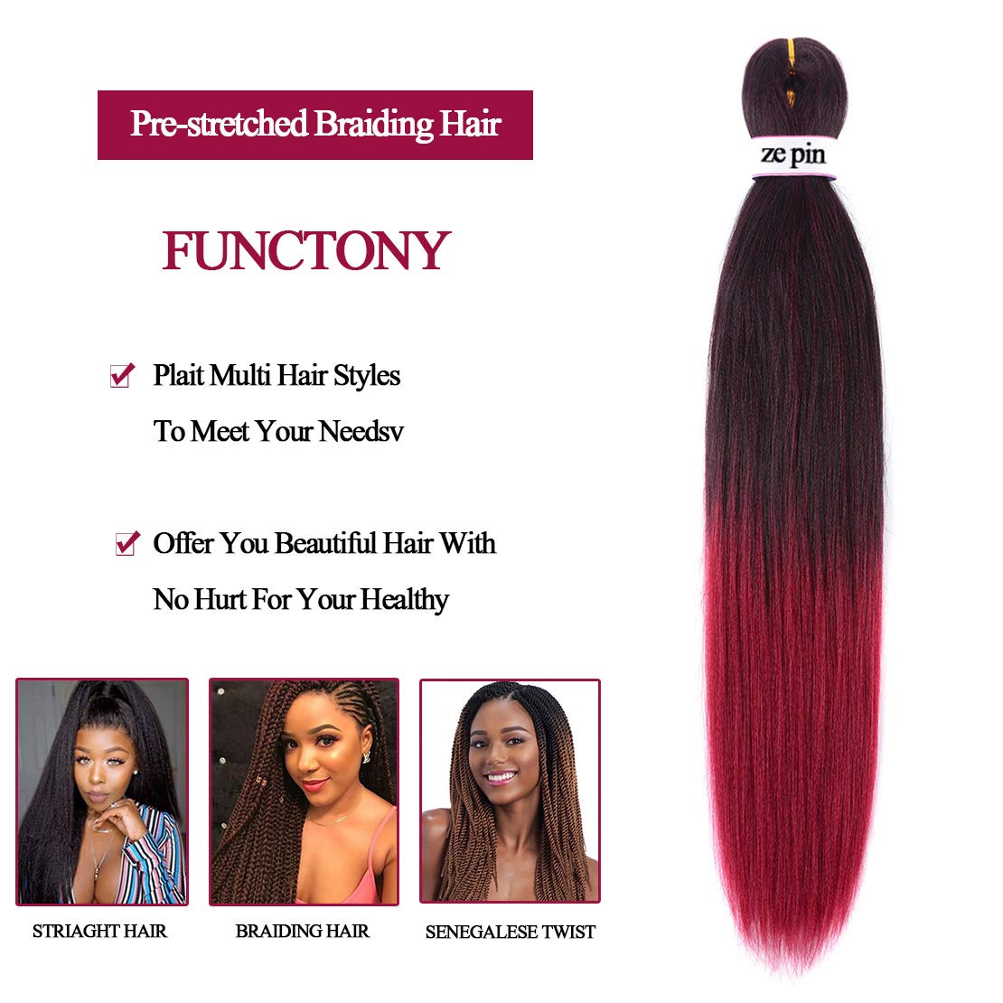 Pre Stretched Braiding Hair 26 Inch 8 Packs Professional Soft Yaki braiding Hair For Braids Hot Water Setting Synthetic Crochet Hair Extensions (26 Inch (Pack of 8), #1B/Bug)
