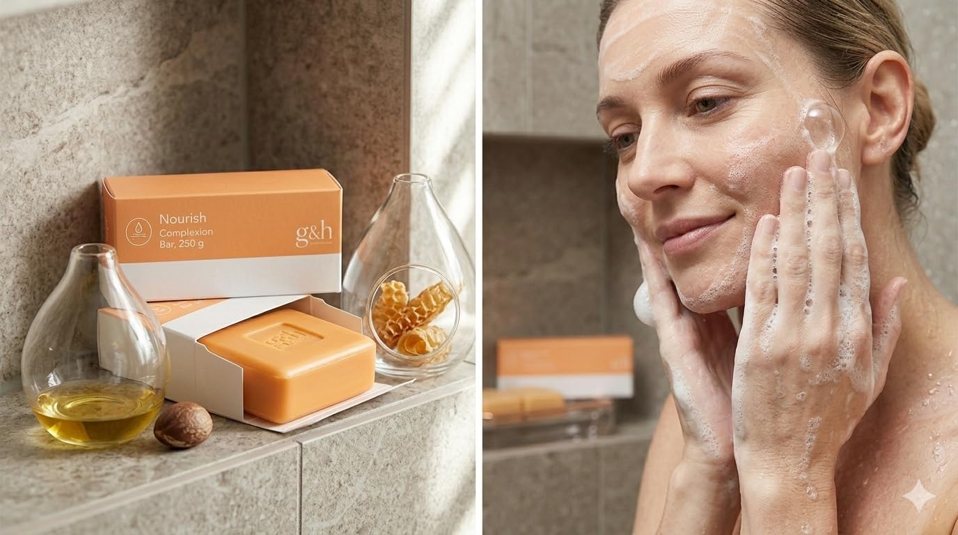 6 Bar Glycerine & Honey Complexion Bar- NOURISH+Complexion Bar Soap- Orange Blossom Honey, Shea Butter and Pumpkin Seed Oil