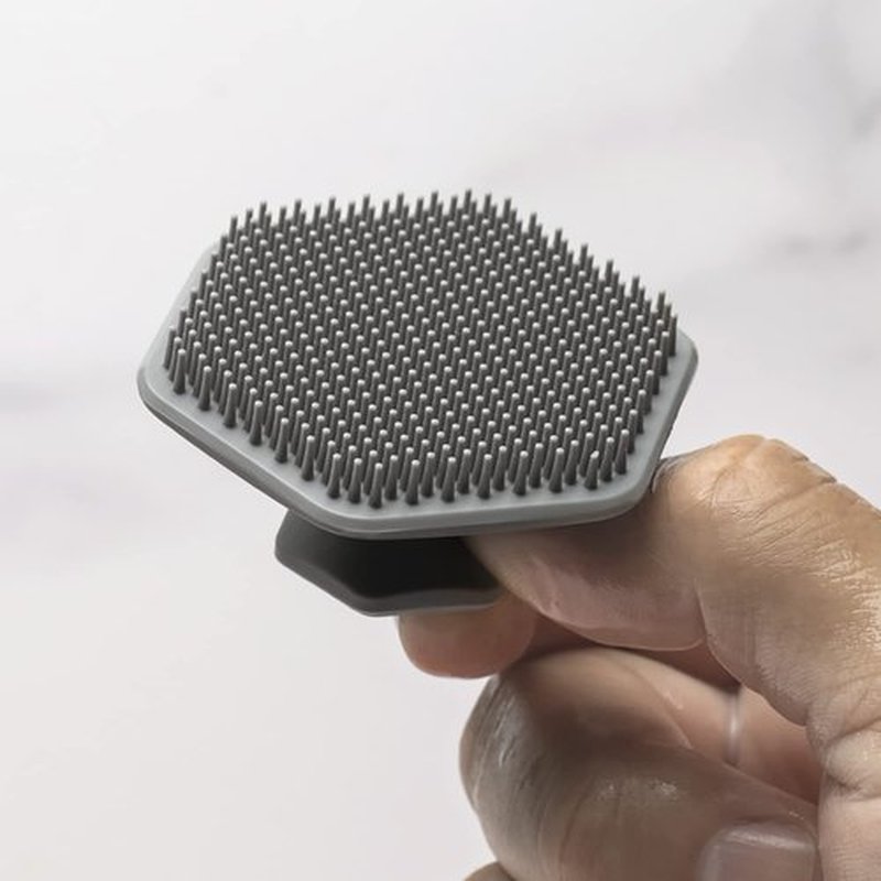 Tooletries - Men's Face Scrubber - Silicone Facial Cleansing Brush, Gentle Exfoliator Pad & Soft-Touch Massager - Removes Dead & Dry Skin - Long Lasting Bathroom & Shower Accessories - Grey