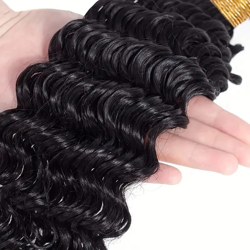 Deep Wave Bundles Human Hair Natural Black Color 8A Grade Brazilian Unprocessed Virgin Hair 14 Inch Loose Deep Wave Human Hair Bundles