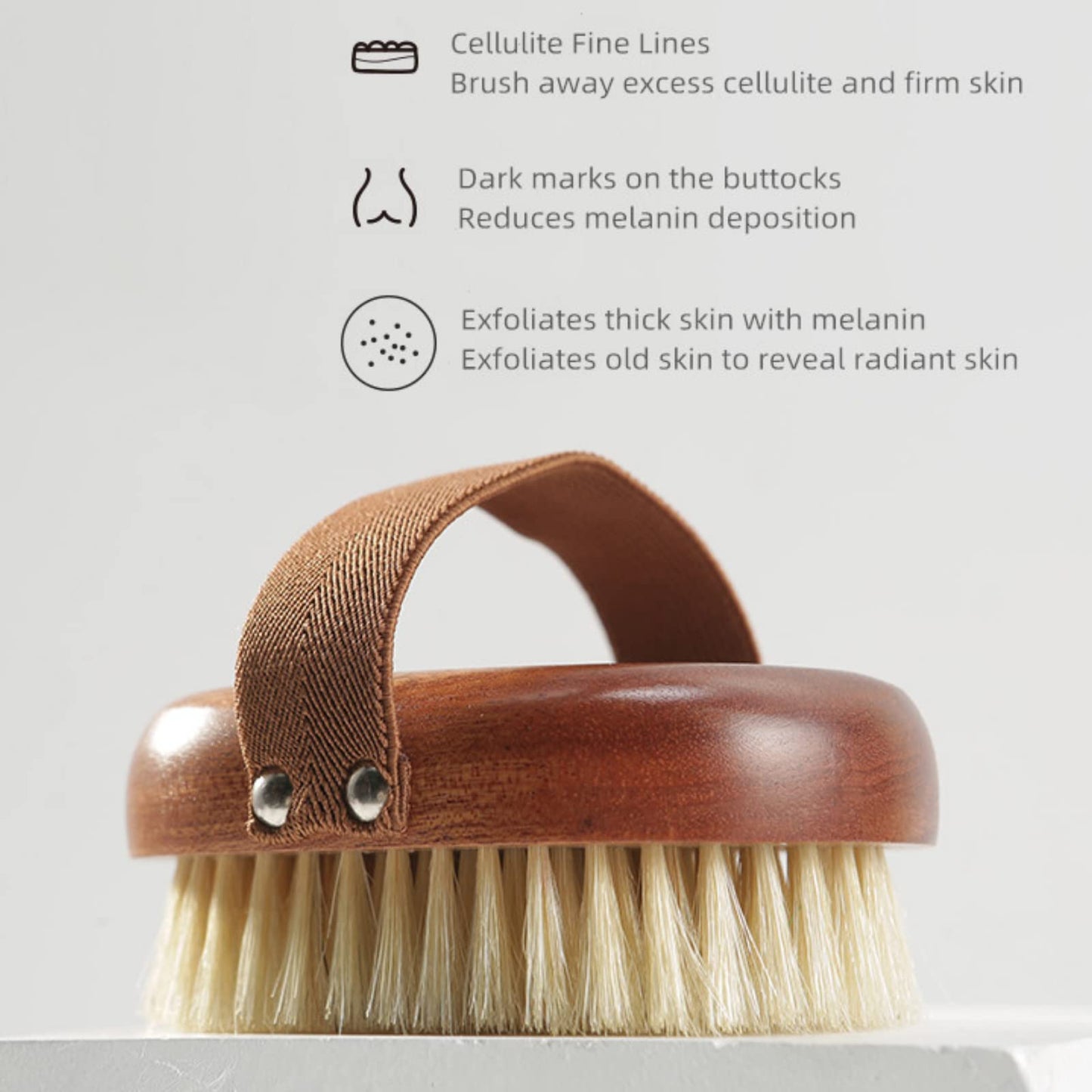Walnut Wood Wet & Dry Body Brush Ultimate Body Brush for Wet and Dry Use - Shower and Bath Body Exfoliator for Removing Dead Skin Cells and Cellulite, Firming and Stimulating Blood Circulation