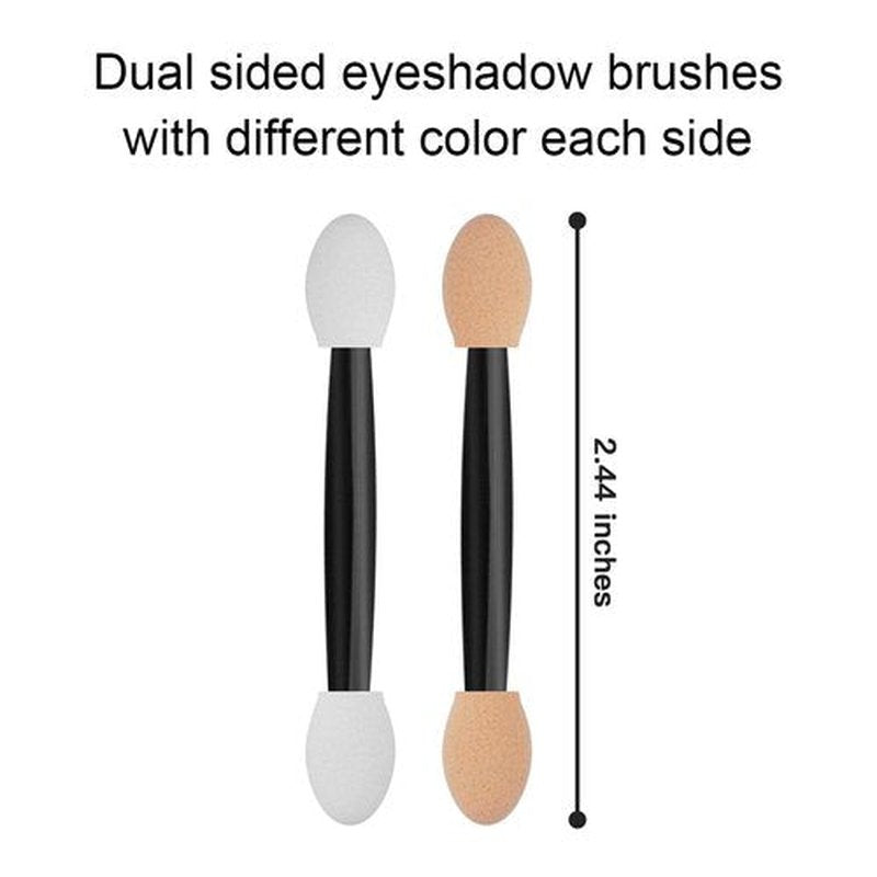 Cuttte 120PCS Disposable Dual Sides Eye Shadow Sponge Applicators with Container, 2.44' Length Eyeshadow Brushes Makeup Applicator Black
