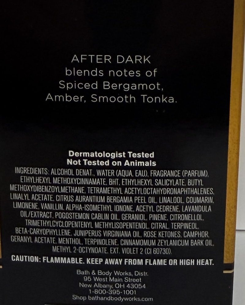 Bath & Body Works After Dark Full Size Cologne 3.4 Ounces