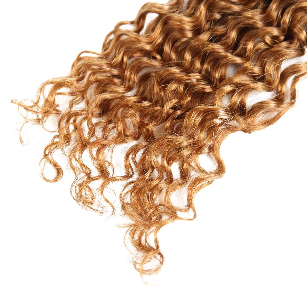 30 32 34 Inch Ombre Deep Wave Bundles 1b/27 Human Hair Bundles Honey Blonde Bundles 8A Grade Brazilian Virgin Remy Hair Bundles Blonde Wet and Wavy Bundles Double Weft Hair Extension