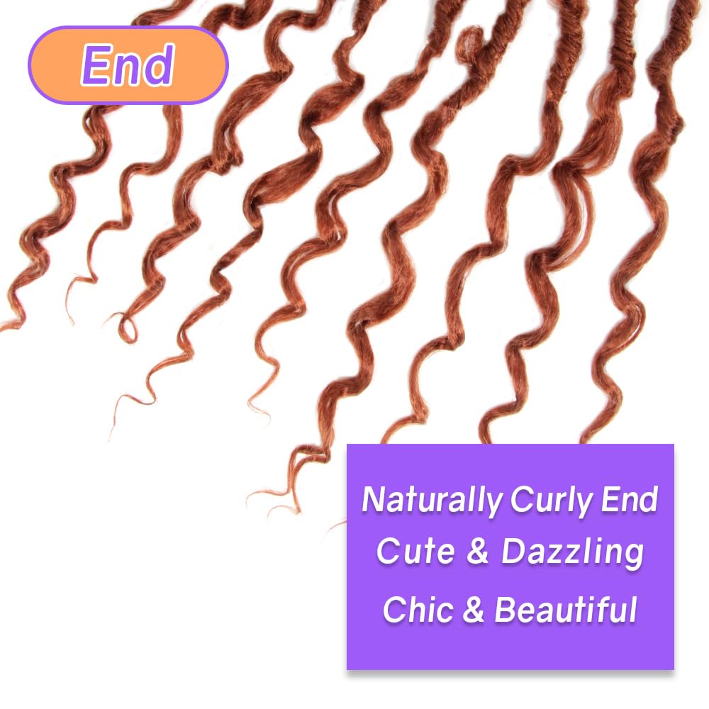 Crochet Butterfly Locs with Curly Ends 14 Inch, Boho Distressed Butterfly Locs Crochet Hair, Ginger Bohemian Goddess Faux Butterfly Braids with Curly Ends (6 Packs, 350#)