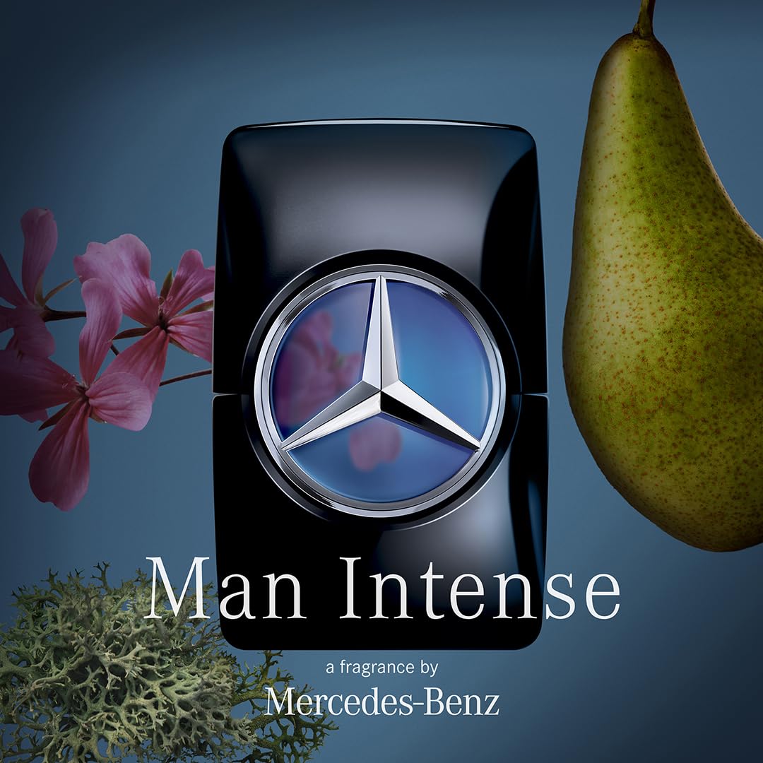 Mercedes-Benz Man Intense Cologne for Men - 3.4 Fl Oz - Eau De Toilette Perfume Spray for Man - Luxury Long Lasting Fragrance with Sensual, Floral, Woody Notes Gift for Men